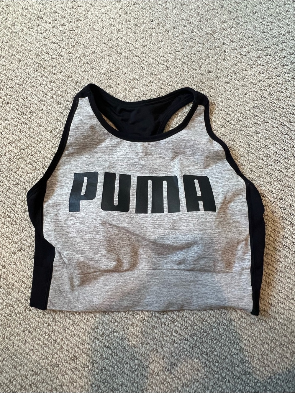 Puma Black & Gray Racerback Athletic Crop Top